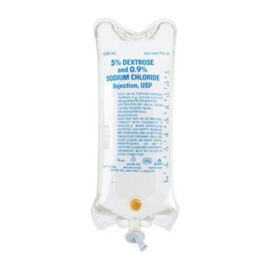 IV Bag Dextrose 5% and 0.9% Sodium Chloride IV Solution, 1000 mL Bag (Rx)