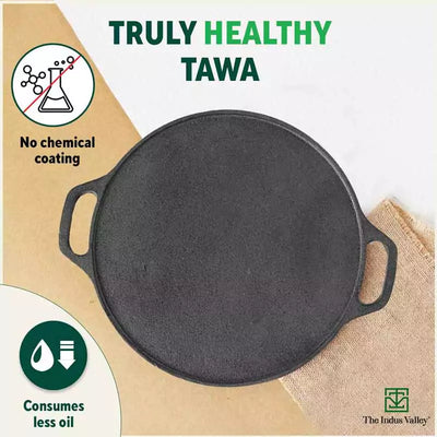 CASTrong Cast Iron Roti/Dosa Tawa, Pre-seasoned, Nonstick, 100% Pure, Toxin-free, Gas & Induction, Free ₹110 Spatula, 30.2cm, 2.4kg