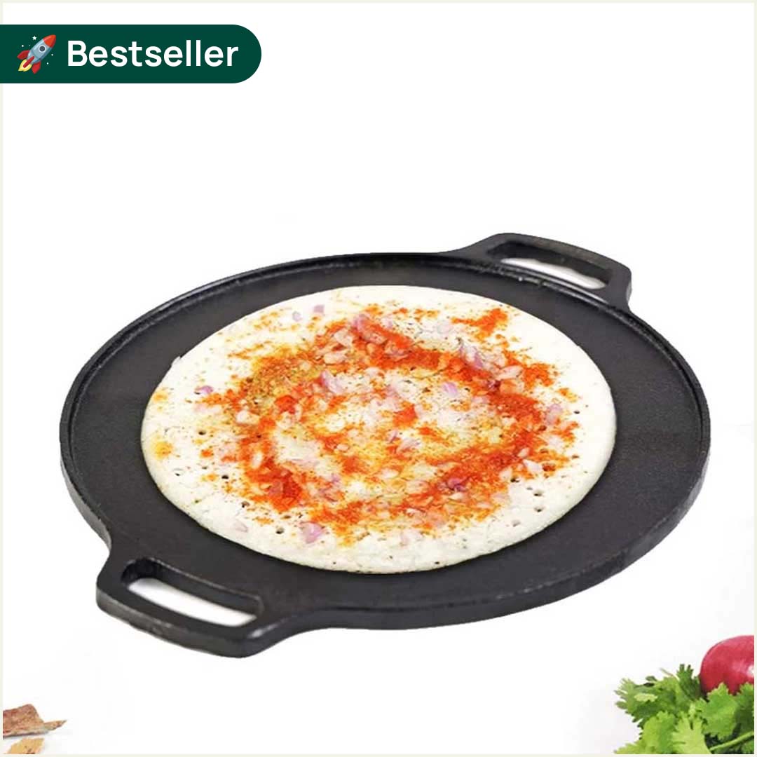 CASTrong Cast Iron Roti/Dosa Tawa,Pre-seasoned, Nonstick, 100% Pure, Toxin-free, Induction, 30.2cm, 2.4kg