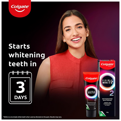 Colgate Visible White O2 Teeth Whitening Toothpaste with Peppermint Sparkle