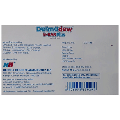 Dermadew B-Bar Plus Bathing Bar pH 5.5