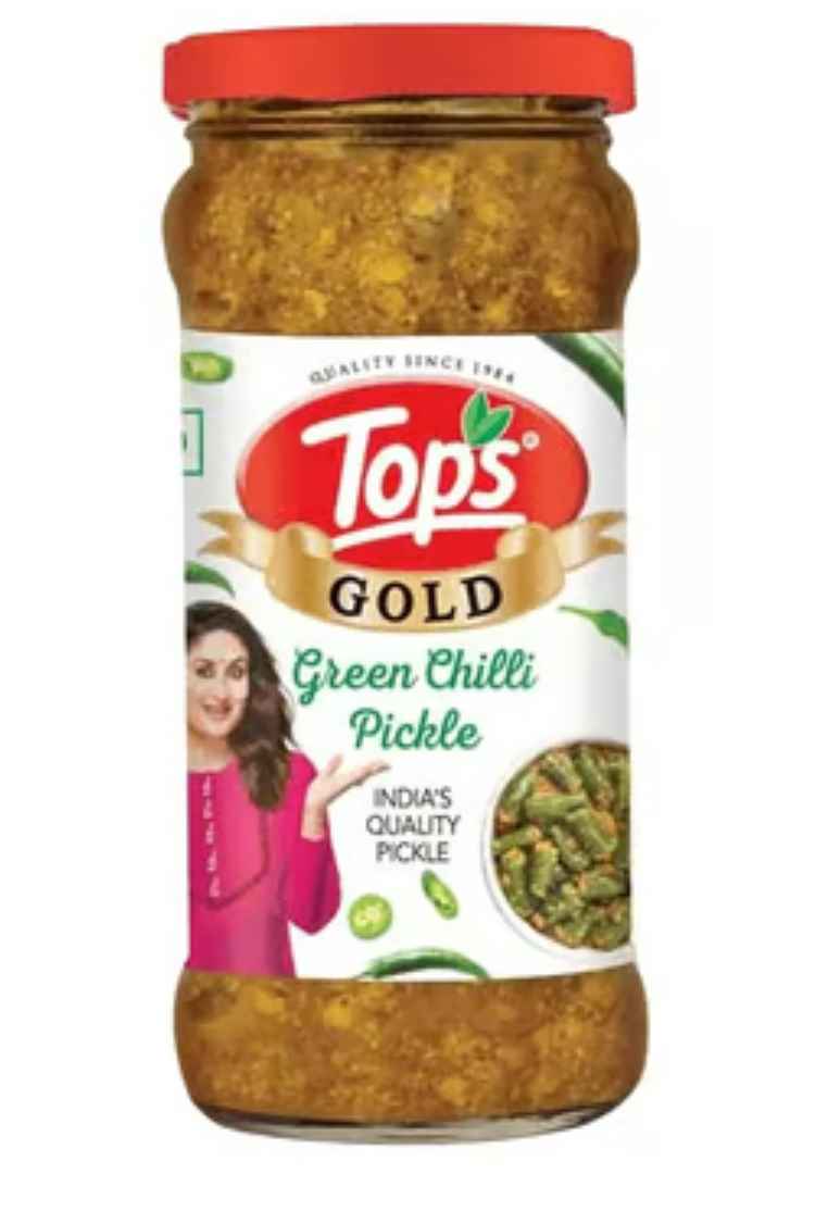 Tops Gold Green Chilli Pickle 375G