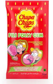 Chupa Chups Fili Folly Cotton Candy Gum Strawberry Flavor 6 Sachet of 11g Strawberry Chewing Gum  (6 x 11 g)
