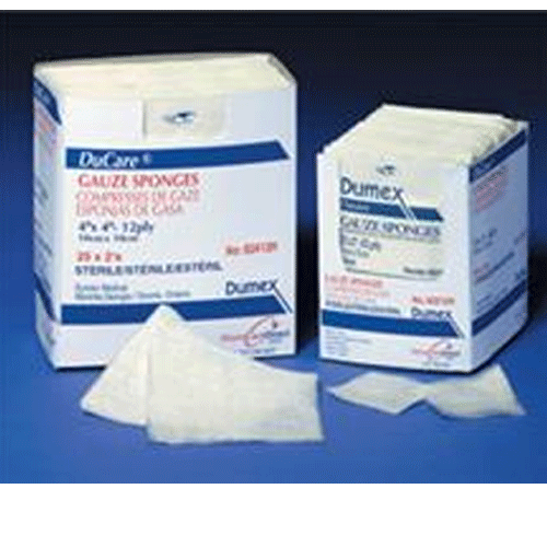 Ducare Woven Trach/Drain Gauze Sponges, Sterile 12-Ply