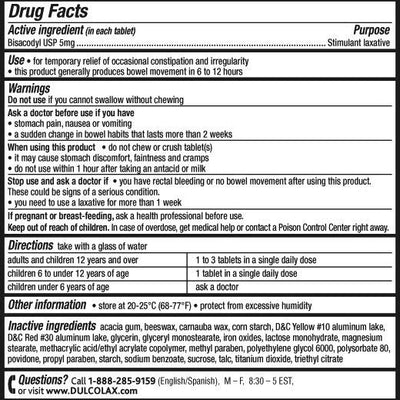 Dulcolax Gentle Overnight Relief Laxative, Easy-to-Swallow Tablets