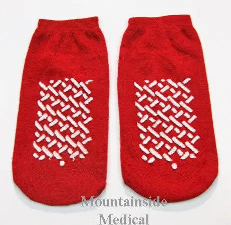 Slipper Socks, Non-Skid, Single Sided, Small, Red, Pair