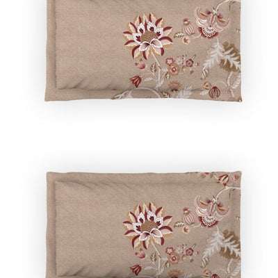 DDecor Grey & Maroon Ethnic Motifs 140 TC Cotton Queen Bedsheet with 2 Pillow Covers