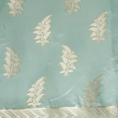Blue & Gold-Toned Ethnic Motifs Zari Organza Kanjeevaram Saree