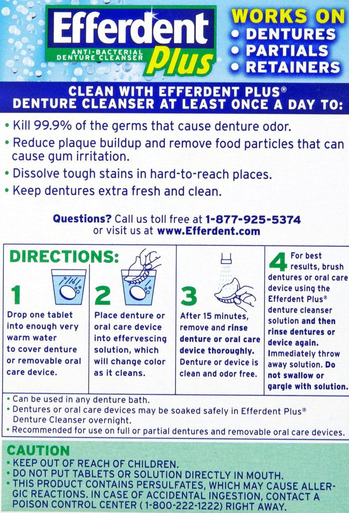 Efferdent Plus Mint Anti-Bacterial Denture Cleanser Tablets 44 Count