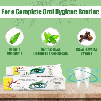 Dr. Morepen Active Smile Herbal Toothpaste with Neem, Clove & Menthol
