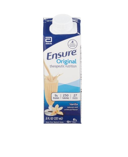 Ensure Original Therapeutic Nutrition Shake Vanilla Flavor, 8 fl oz. Cartons, Case of 24
