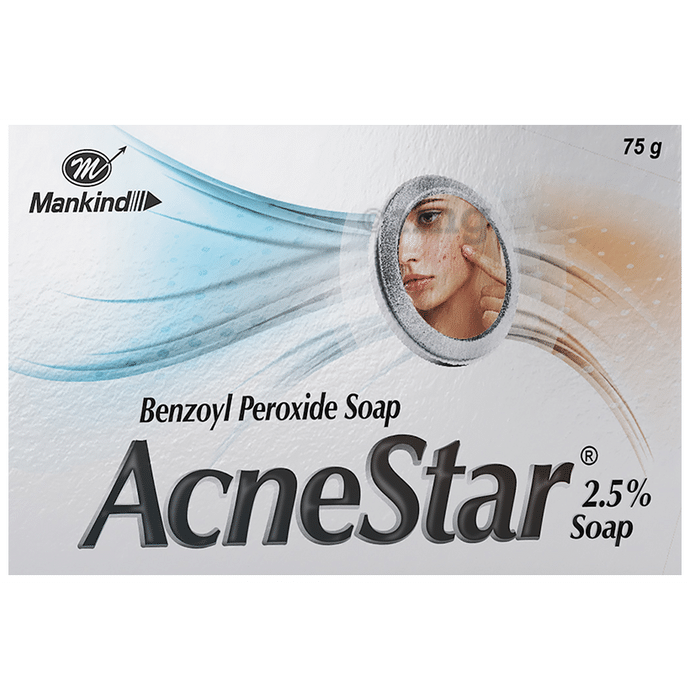Acnestar 2.5% Benzoyl Peroxide Soap  75 gm each - Pack of 4