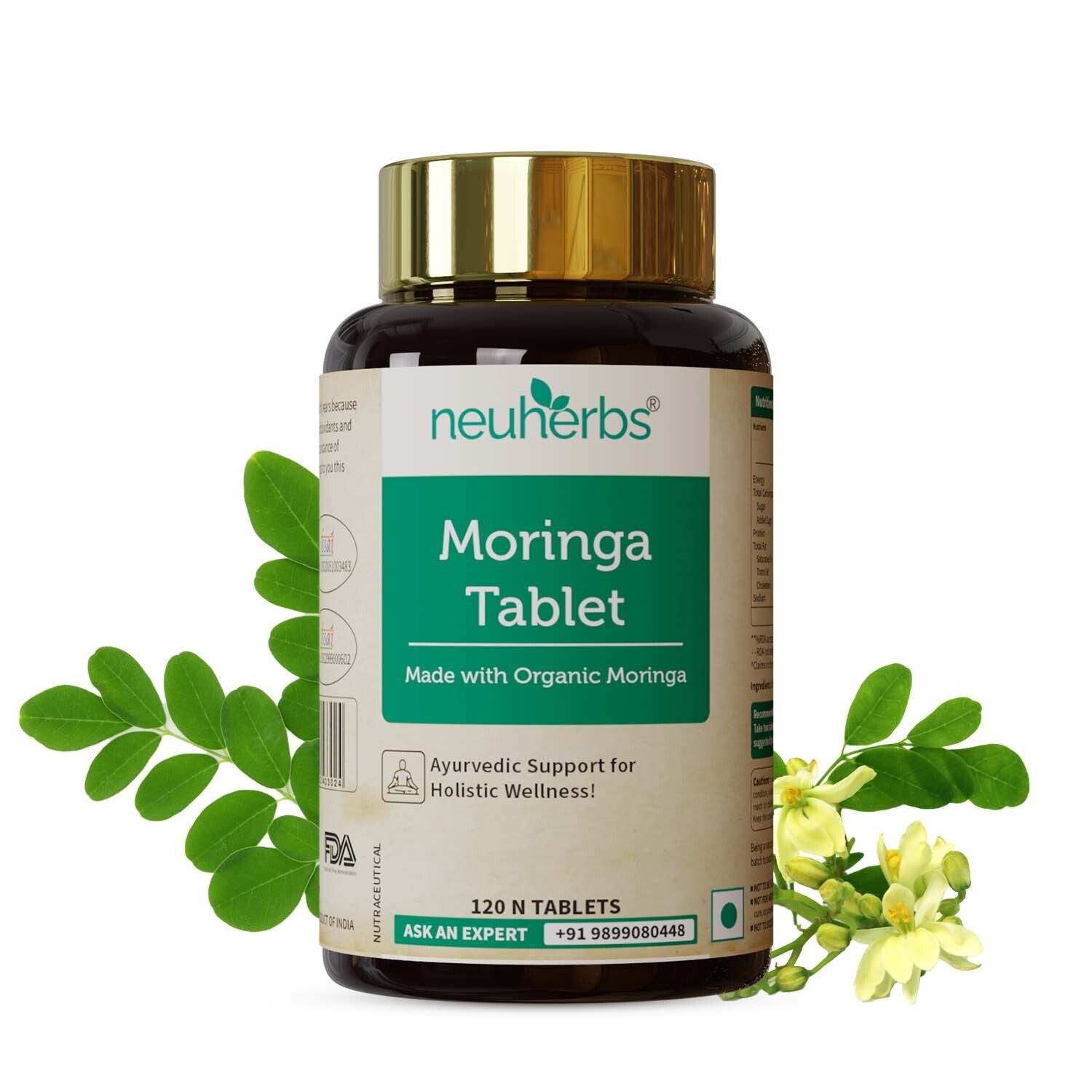 Organically Certified Moringa Tablet for High Energy, Detoxification and overall wellness for Men and Women