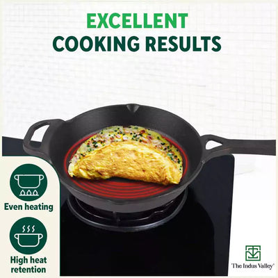 CASTrong Cast Iron Fry Pan/Skillet, Pre-seasoned, Nonstick, 100% Pure, Toxin-free, Induction, 26.2cm, 1.8L, 2.3kg