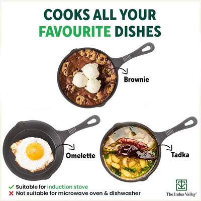 CASTrong Cast Iron Fry Pan, Pre-seasoned, Nonstick, 100% Pure, Toxin-free, Induction, 15.2cm, 0.4L, 1.1kg