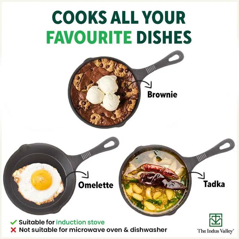CASTrong Cast Iron Fry Pan, Pre-seasoned, Nonstick, 100% Pure, Toxin-free, Induction, 15.2cm, 0.4L, 1.1kg