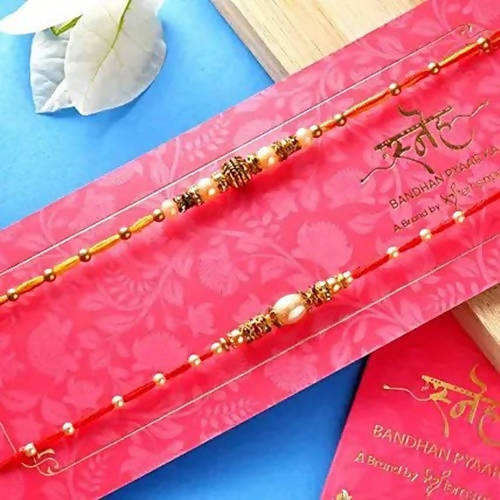 2 Beads Pearl Rakhis & Dry Fruits