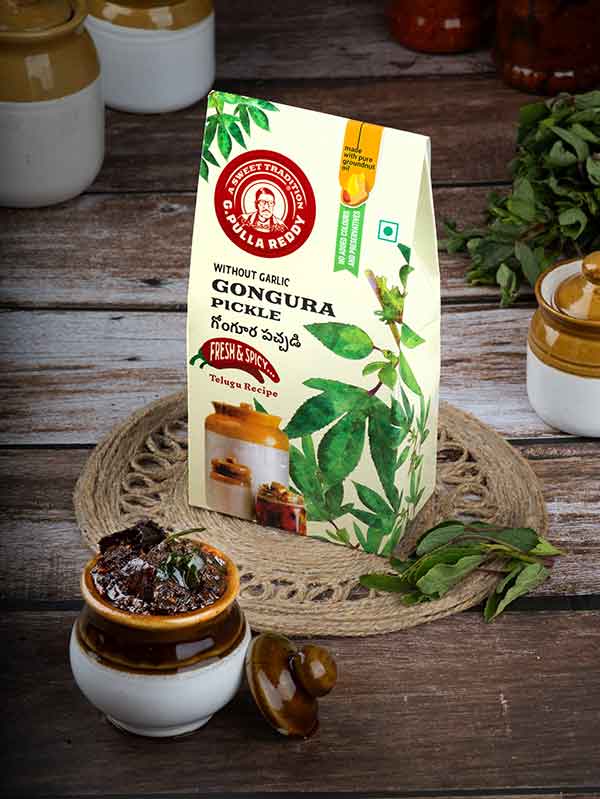 G Pulla Reddy Sweets Gongura Pickle Without Garlic 400 gms