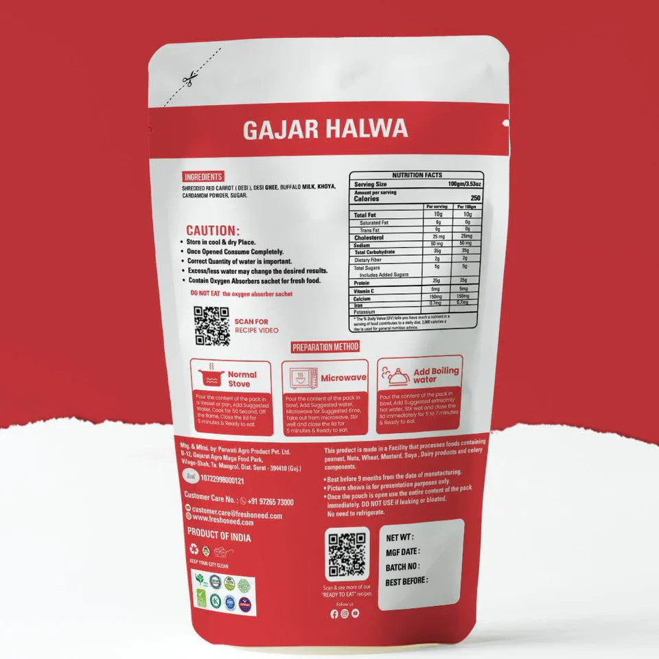 Fresh O Need Gajar Halwa - Ready To Eat 100 gms