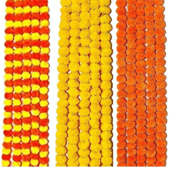 Set of 3 Artificial Marigold flower toran total 15