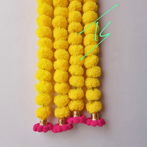 Marigold strings with pompom bell (set of 5)