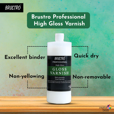 Brustro Artist's Varnish| High Gloss Finish |1000ml|Apply with Brush |Perfect Coating on Acrylic Painting,Non-yellowing,Transparent,Canvas,Paper, Artwork Protection.