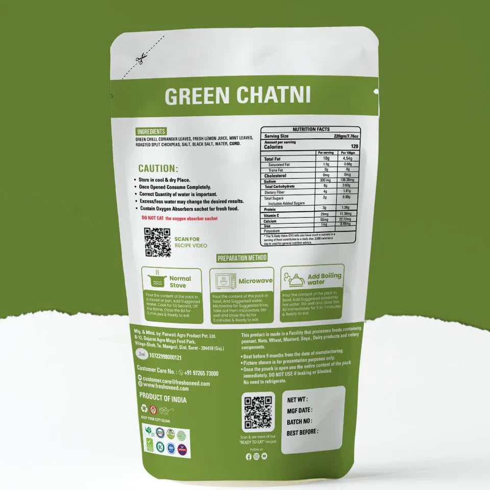 Fresh O Need Green Chatni - Ready To Eat 220 gms