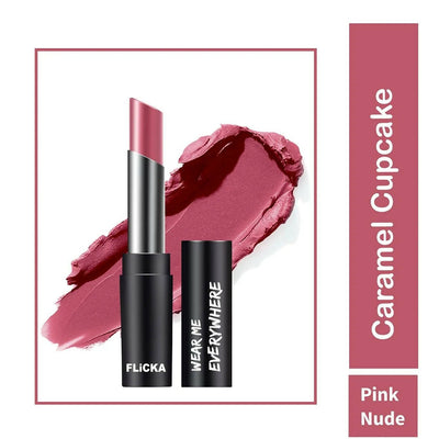 FLiCKA Wear Me Everywhere Creamy Matte Lipstick Caramel Cupcake - Pink Nude