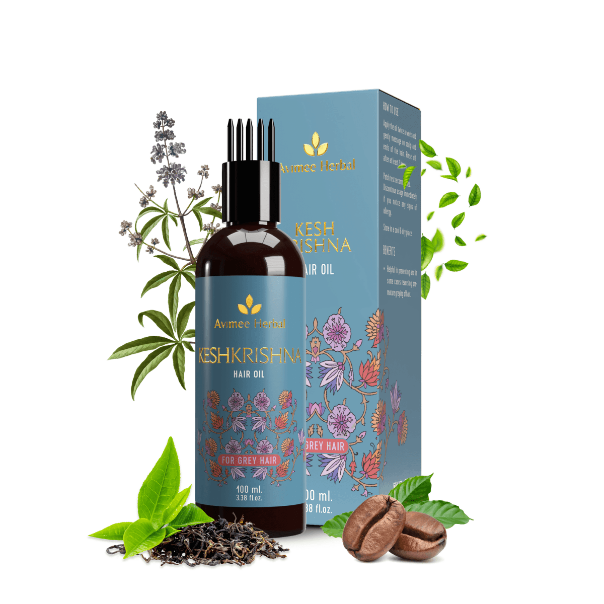Avimee Herbal Anti Grey Hair Combo - Keshkrishna Hair Oil And Scalptone Grey Hair Serum, Restores Natural Color