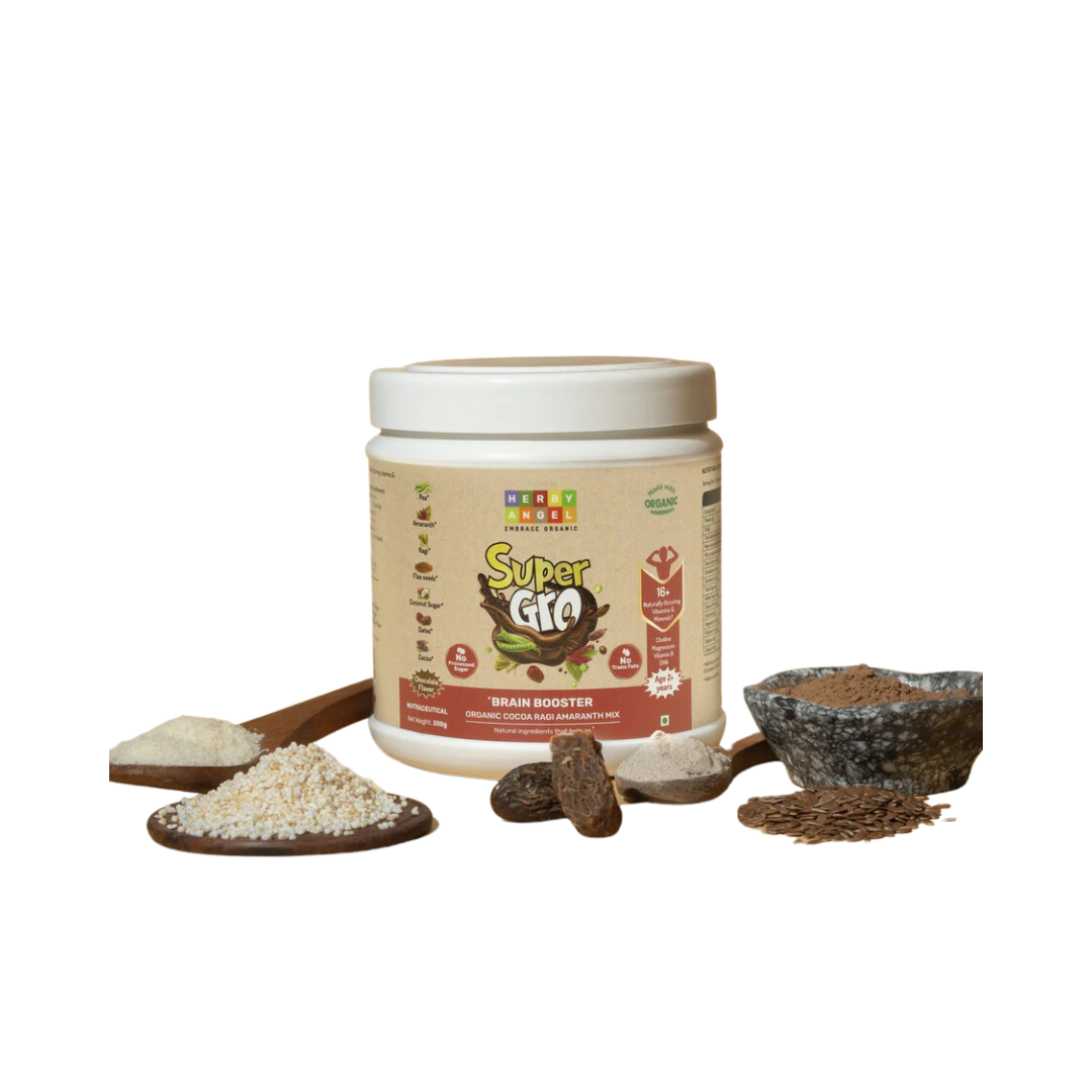 Herby angel super gro brain booster 300g organic cocoa ragi amaranth Mix