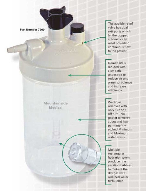 Salter Labs High Flow Bubble Humidifier Bottle 6 to 15 LPM with 6 PSI