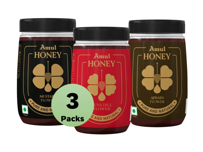 Amul Honey | Pack of 3 Mono-Floral Honey (250 g x 3 units)