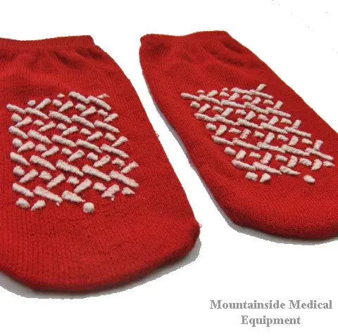 Slipper Socks, Non-Skid, Single Sided, Small, Red, Pair