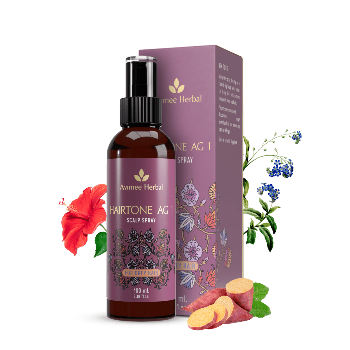 Avimee Herbal Anti Grey Kit - Hair Oil And Scalp Spray - Fights Grey Hair