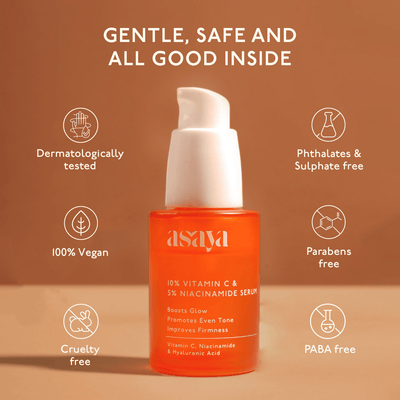 Asaya 10% Vitamin C Serum With 5% Niacinamide & Antioxidant Face Serum For Glowing Skin & Dullness