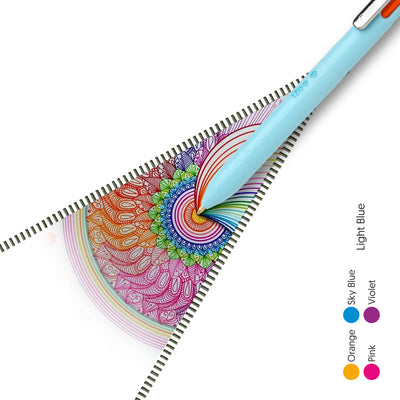 Pentel iZee 4 in 1 Color Pen - Orange Pink Sky Blue & Violet Ink
