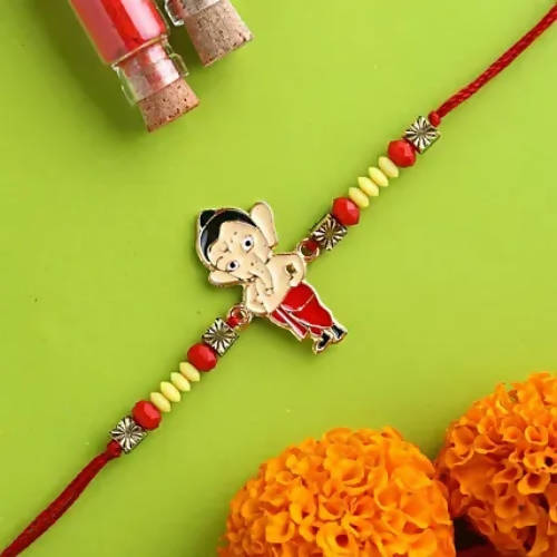 Cute Ganesha Rakhi & Silk Chocolates
