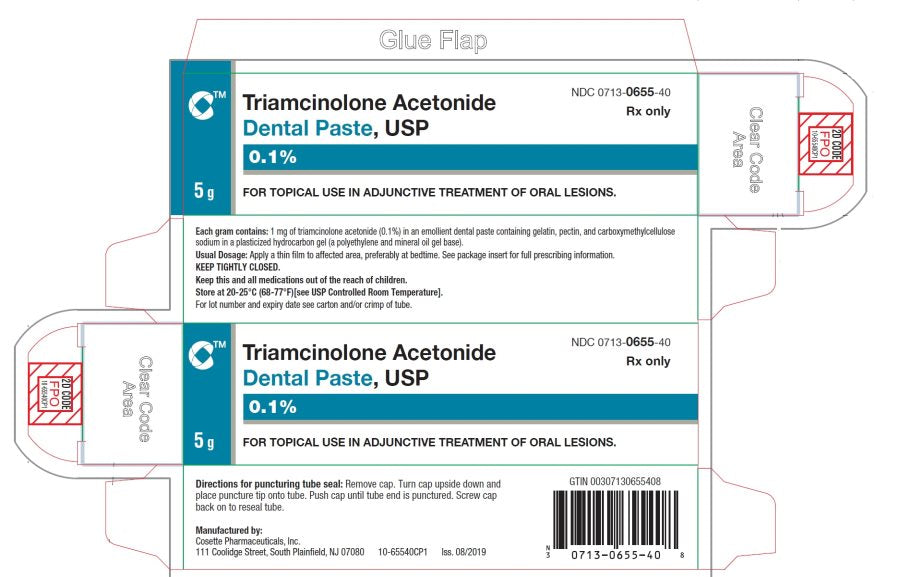 Triamcinolone Acetonide 0.1% Dental Paste, 5 gram Tube (Rx)