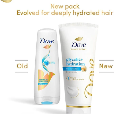 Dove Glycolic + Hydration Conditioner With 5% Hydra-Glycol For Upto 100 Hours Of Hydrated, Fluid Hair