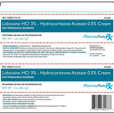 Lidocaine HCI 3% with Hydrocortisone Acetate 0.50% Rectal Relief Cream (Rx)