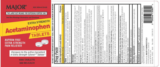 Acetaminophen Pain Reliever Extra Strength Tablets 500mg, 1000 count bottle