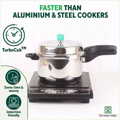 2L+3L RapidCuk Tri-ply Stainless Steel Pressure Cooker Combo+ Free ₹600 Wood Chopping Board, 5Yr Warranty, ISI Certified, Premium Quality, 3 Layer Thick Body, Induction & Gas