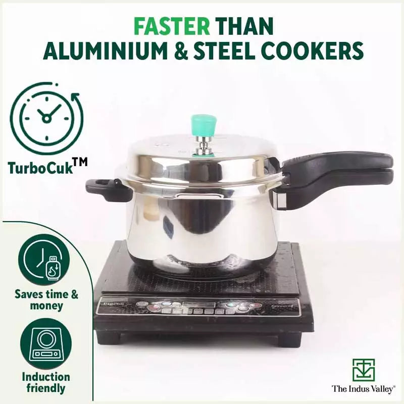 2L+3L RapidCuk Tri-ply Stainless Steel Pressure Cooker Combo+ Free ₹600 Wood Chopping Board, 5Yr Warranty, ISI Certified, Premium Quality, 3 Layer Thick Body, Induction & Gas