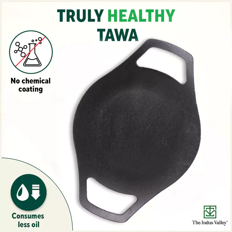 CASTrong Cast Iron Tawa,Pre-seasoned, Nonstick, 100% Pure, Toxin-free, Induction, 23.8cm, 1.4kg