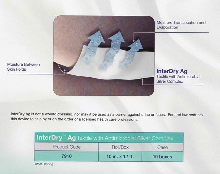 Interdry Skinfold Intertrigo Relief Silver Antimicobal Dressing 10 x 144 inches
