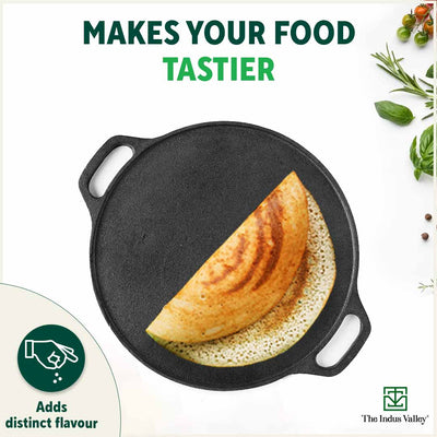CASTrong Thick Cast Iron Kadai+Tawa+Free ₹110 Spatula,Kitchen set for Home, Pre-seasoned,100% Pure,Toxin-free