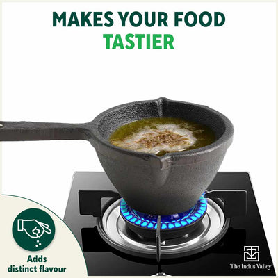 CASTrong Cast Iron Tadka Pan, Pre-seasoned, Natural Nonstick, 100% Pure, Toxin-free, Induction