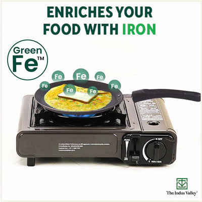 100% Pure Sheet Iron Omelette Tawa with Bakelite Handle, Seasoned, Toxin-free, Induction, 19cm, 0.56kg