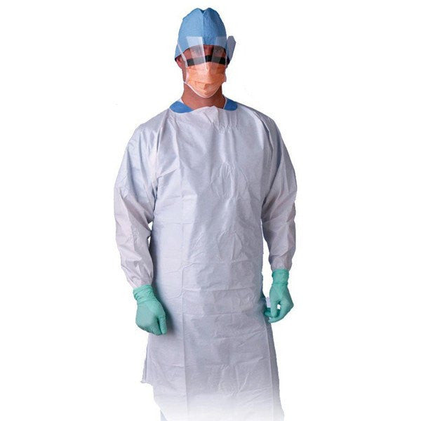 Isolation Gowns, Impervious Poly Coated, White, 50/case