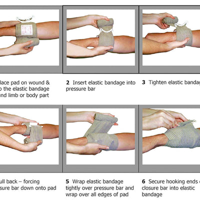Israeli Bandage Trauma Dressing, Emergency High-Strength Combat Bandage, Sterile 4" or 6"
